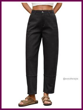 Harem Pants High Waisted Elastic Cropped Ankle Cargo Seam Casual
